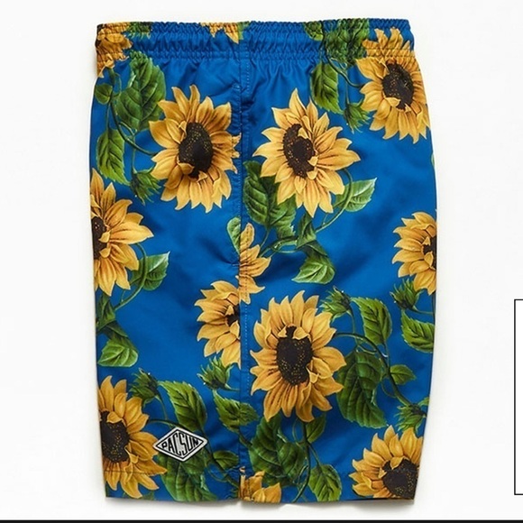 PacSun Sunflower Print Blue Yellow Swim Trunks Mens Small - Picture 7 of 12